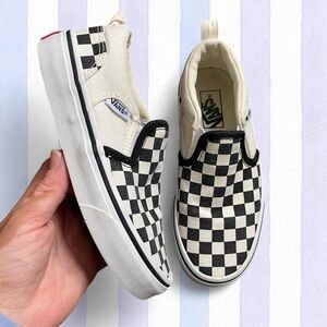 Vans Slip-On Checkerboard Canvas Sneakers - Black & White kids 13